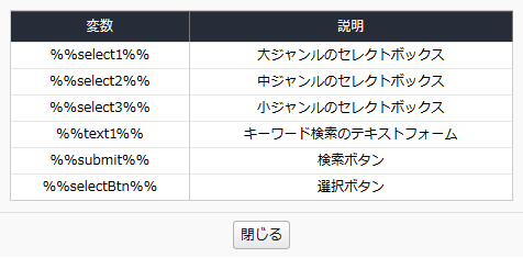 変数一覧 変数一覧